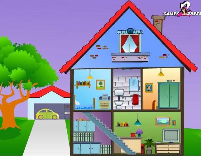 Casa con sus partes en ingles
