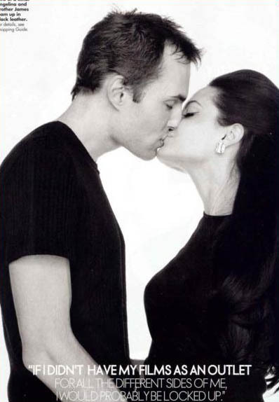 pictures of angelina jolie kissing her brother