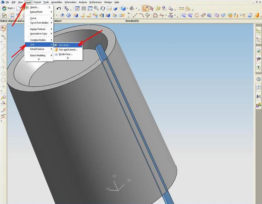 Trimming body SOLIDWORKSAUTOCADUNIGRAPHICS DESIGN