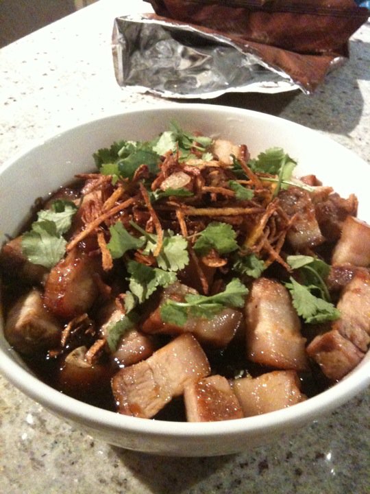 Caramelised pork belly with chilli vinegar