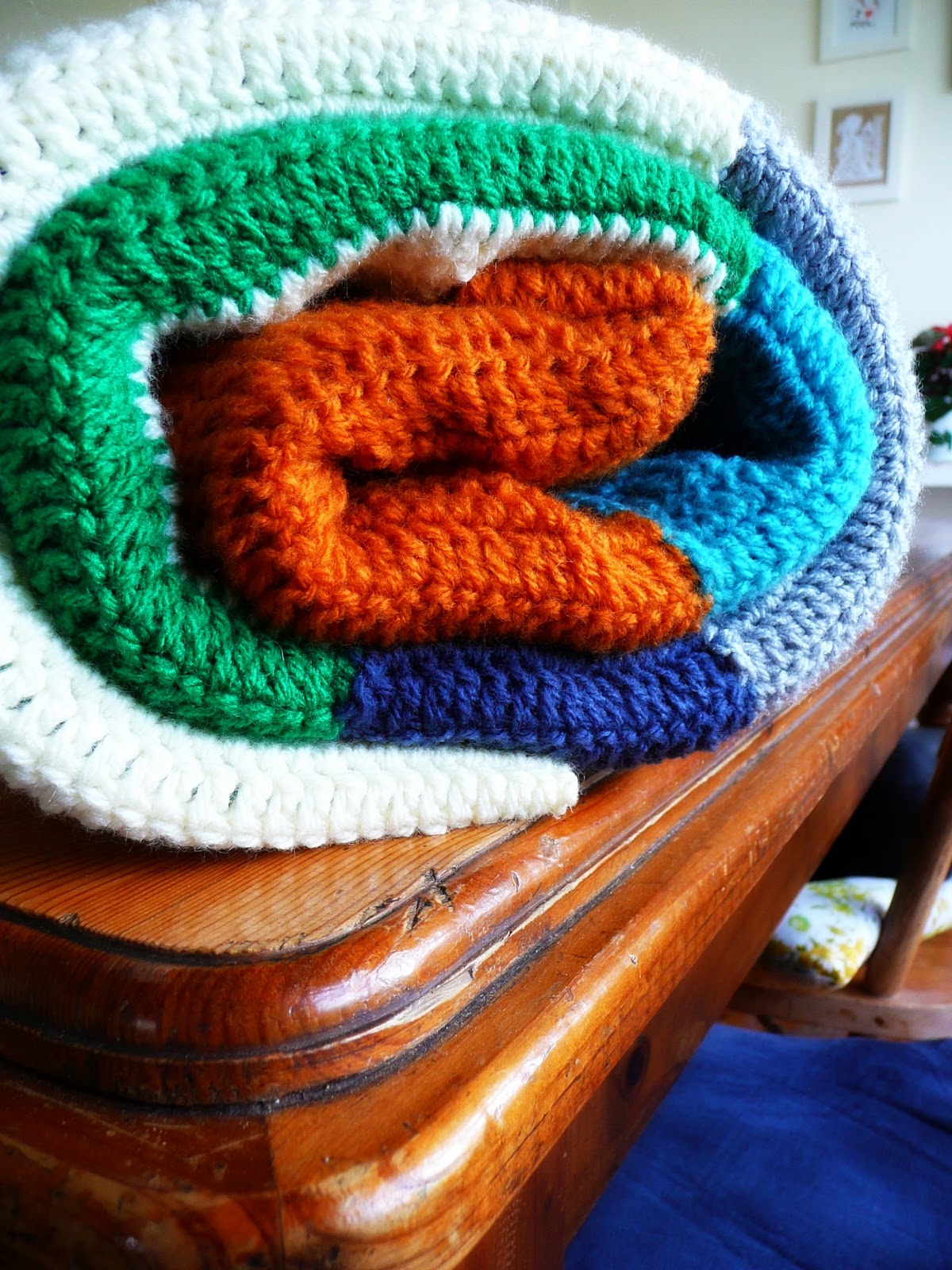 thrift. nest. sew. patchwork crochet blanket