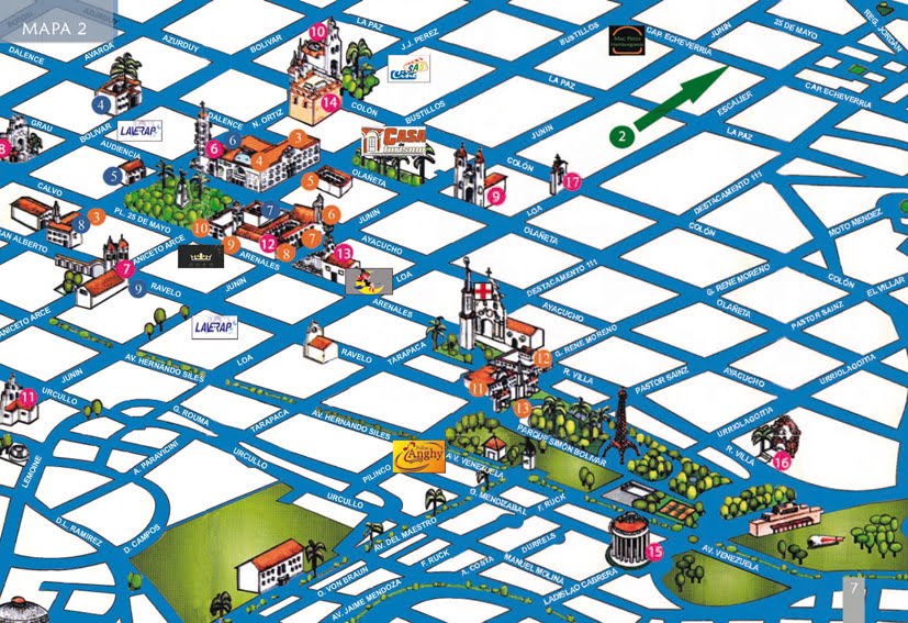 FREE Cultura, Arte y Turismo MAPA 2 DE LA CIUDAD DE SUCRE