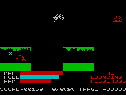 Riding through the caves in Wheelie ZX Spectrum