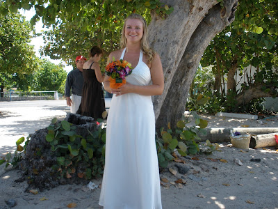 Barefoot Beach Wedding for Cruisers to Cayman Here the bride waits to join