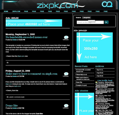 Zixpk Blue Blogger Template