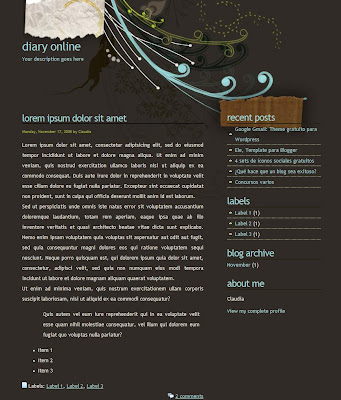 Diary Online Blogger Template