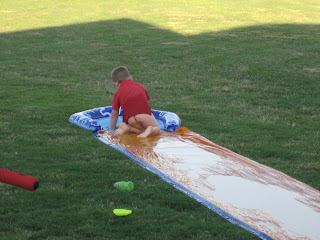 when you let them run around half naked, play on a slip and slide half nake...