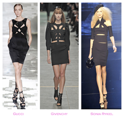Parecidos razonables: Asimetrías: Gucci (Primvaera-verano 2010) - Givenchy (Primavera-verano 2009) - Sonia Rykiel (Primavera-verano 2009)