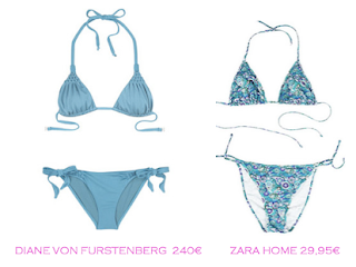 Comparativa precios bikinis para delgadas: Diane von Furstenberg 240€ vs Zara Home 29,95€