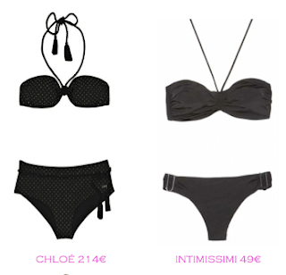 Comparativa precios bikinis rellenitas: Chloé 214€ vs Intimissimi 49€