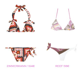 Comparativa precios bikinis para delgadas: Zimmermann 164€ vs Reef 58€