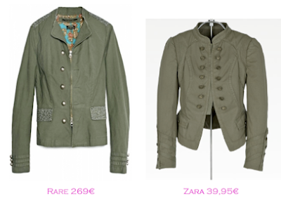 Chaquetas militares: Rare 269€ - Zara 39,95€