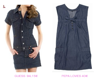 Comparativa precios: Vestidos denim: Guess 94,15€ vs Pepa Loves 40€