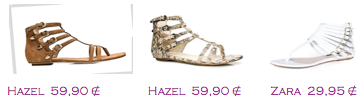 Comparativa precios 2010: Sandalias planas multi tiras: Hazel 59,90€ - Hazel 59,90€ - Zara 29,95€