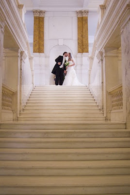 bride-and-groom-on-camden-register-office-stairs camden register office couple on stairs