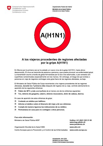 Informations en espagnol du service de santé suisse