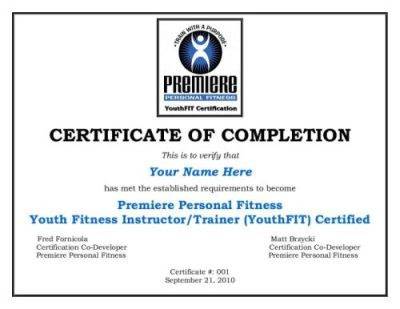 Premiere Personal Fitness YouthFIT Certification