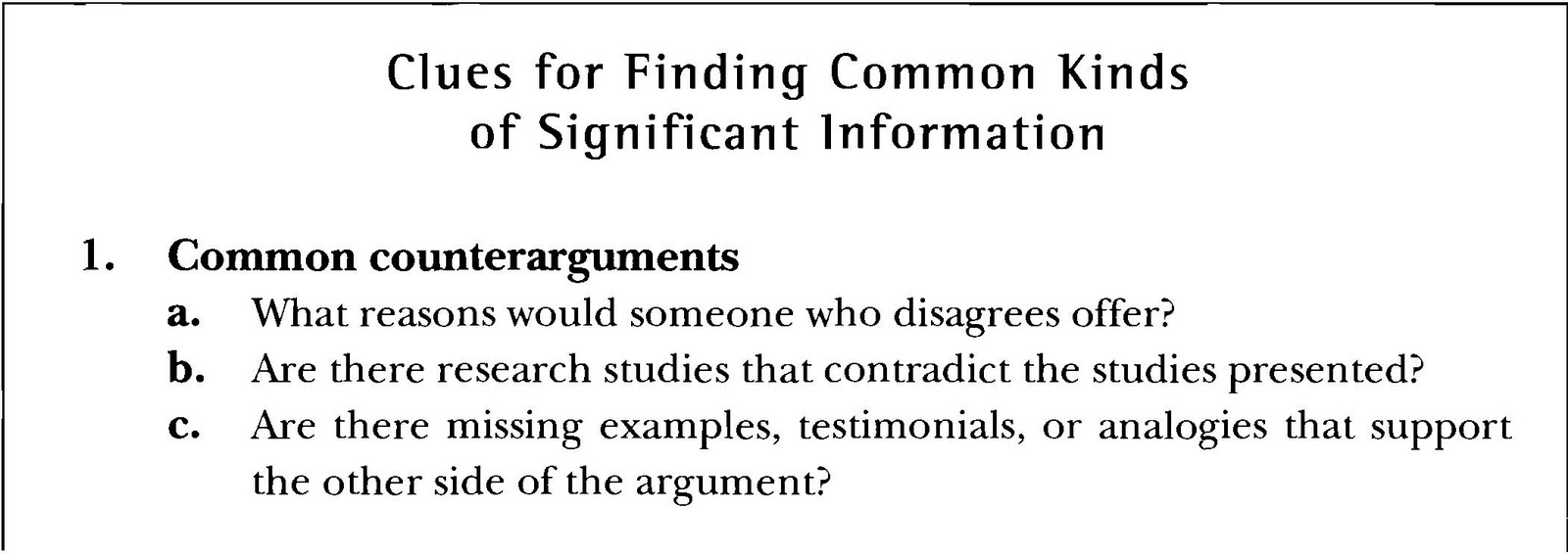 Critical Reading WHAT SIGNIFICANT INFORMATION IS OMITTED in the way of