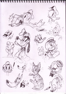 Donald Duck caxanga Goofy Joe José Carioca Disney MGM Tex Avery wolf cartoon sketches cat
