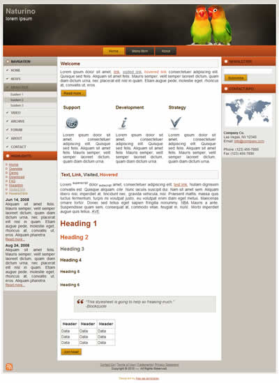 Free Css Templates Free 3 Column Website Template With Horizontal Navbar