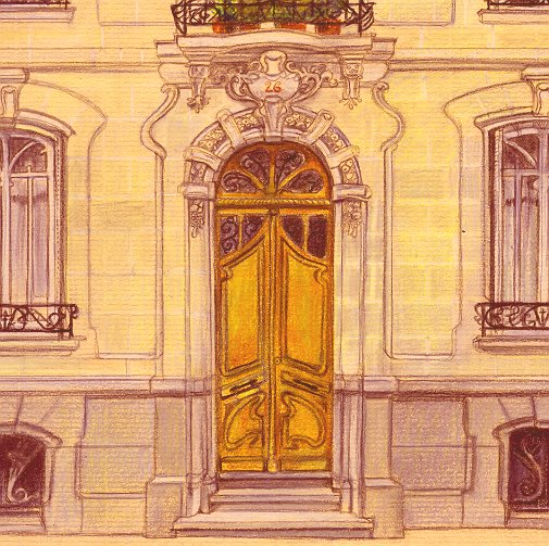 pastel (détails porte d'entrée hôtel particulier à Nantes)