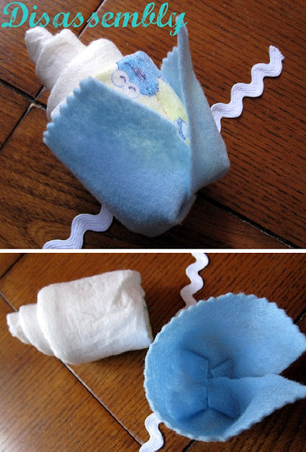 how to take apart diaper and washcloth cupcakes