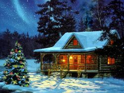 winter screensaver christmas december cabin scenes scene log snow cozy cabins windows country evening wallpapers wednesday desktop night cottage snowy