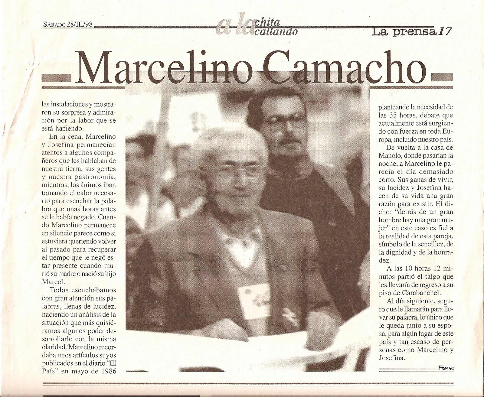 EL FÍGARO Marcelino Camacho en Cieza (marzo de 1998)