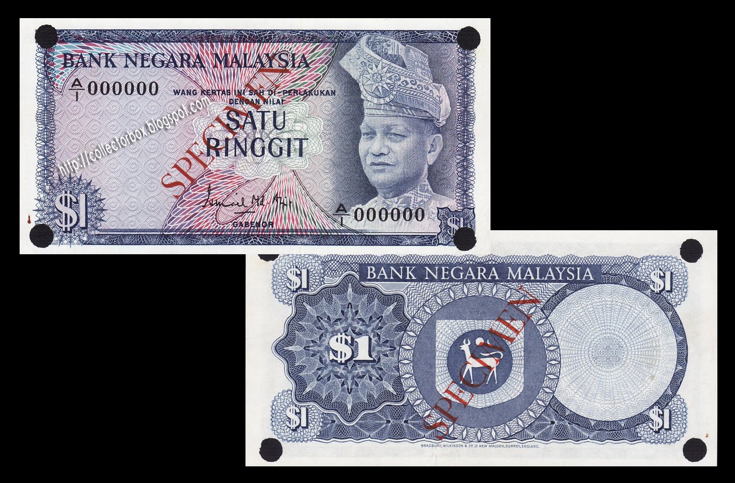 COLLECTORBOX World banknotes and coins Malaysia 1st series SpecimenRARE