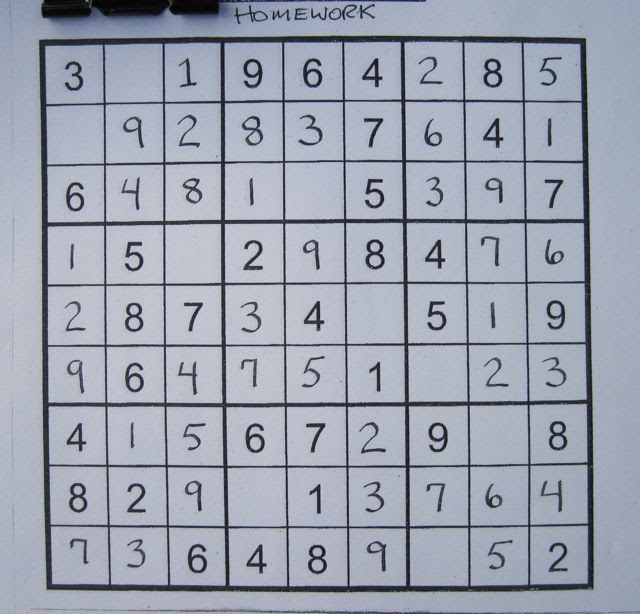mr kindergarten sudoku homework for january 13