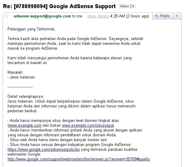 Google Adsense Sudah Support Situs/Blog Berbahasa 
