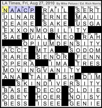 L A Times Crossword Corner