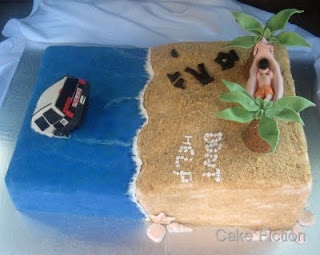 beach theme retirement cake