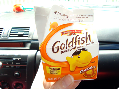 goldfish crackers box. A ox of Goldfish crackers.