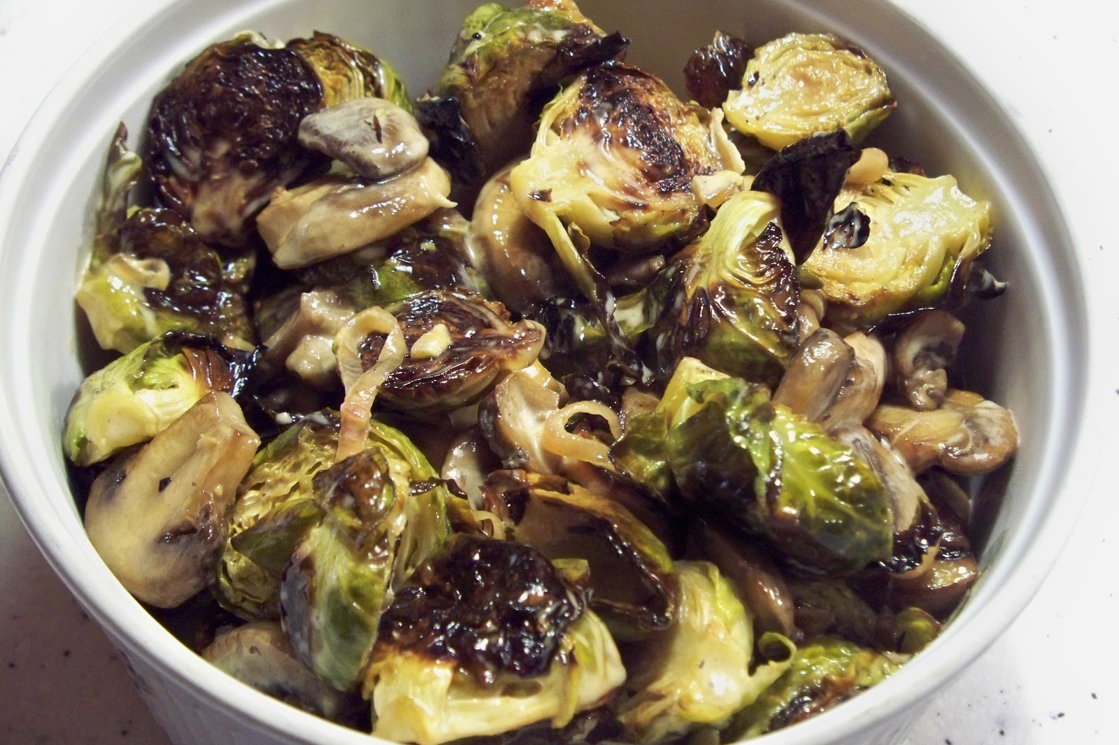 THE FOOD OF LOVE Roasted Brussels Sprouts with Mushrooms and Cream