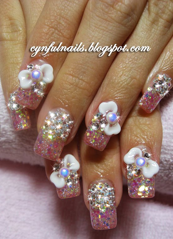 Cynful Nails Bows and blings.