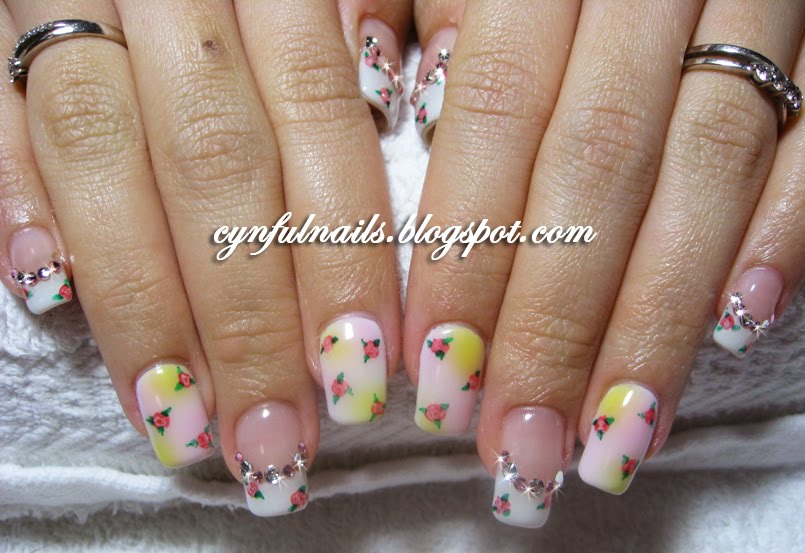 Cynful Nails Floral prints and airbrush colours!
