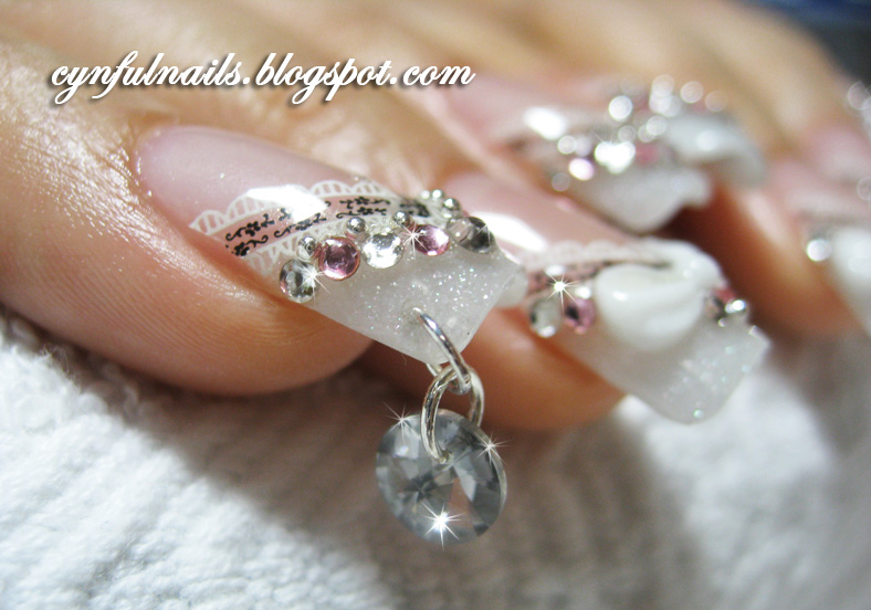 Cynful Nails Bridal. Crystal charm.