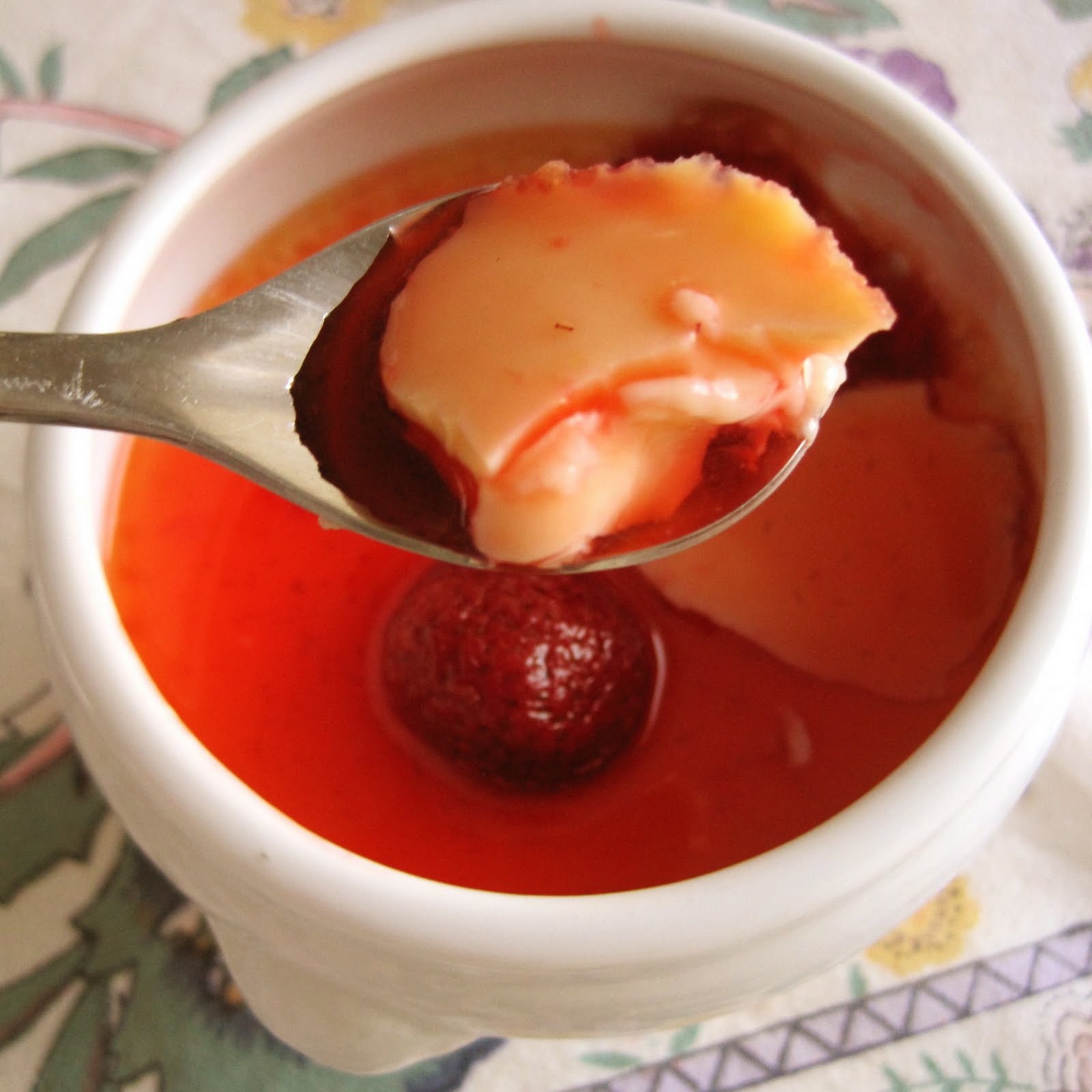 Tonka bean pudding with last summer's best strawberries...