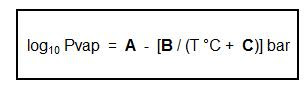 VALORES Y ECUACION PARA CALCULAR LA PRESION DE VAPOR