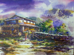watercolor paintings landscape nepal kamal gurung lalitkala showcase