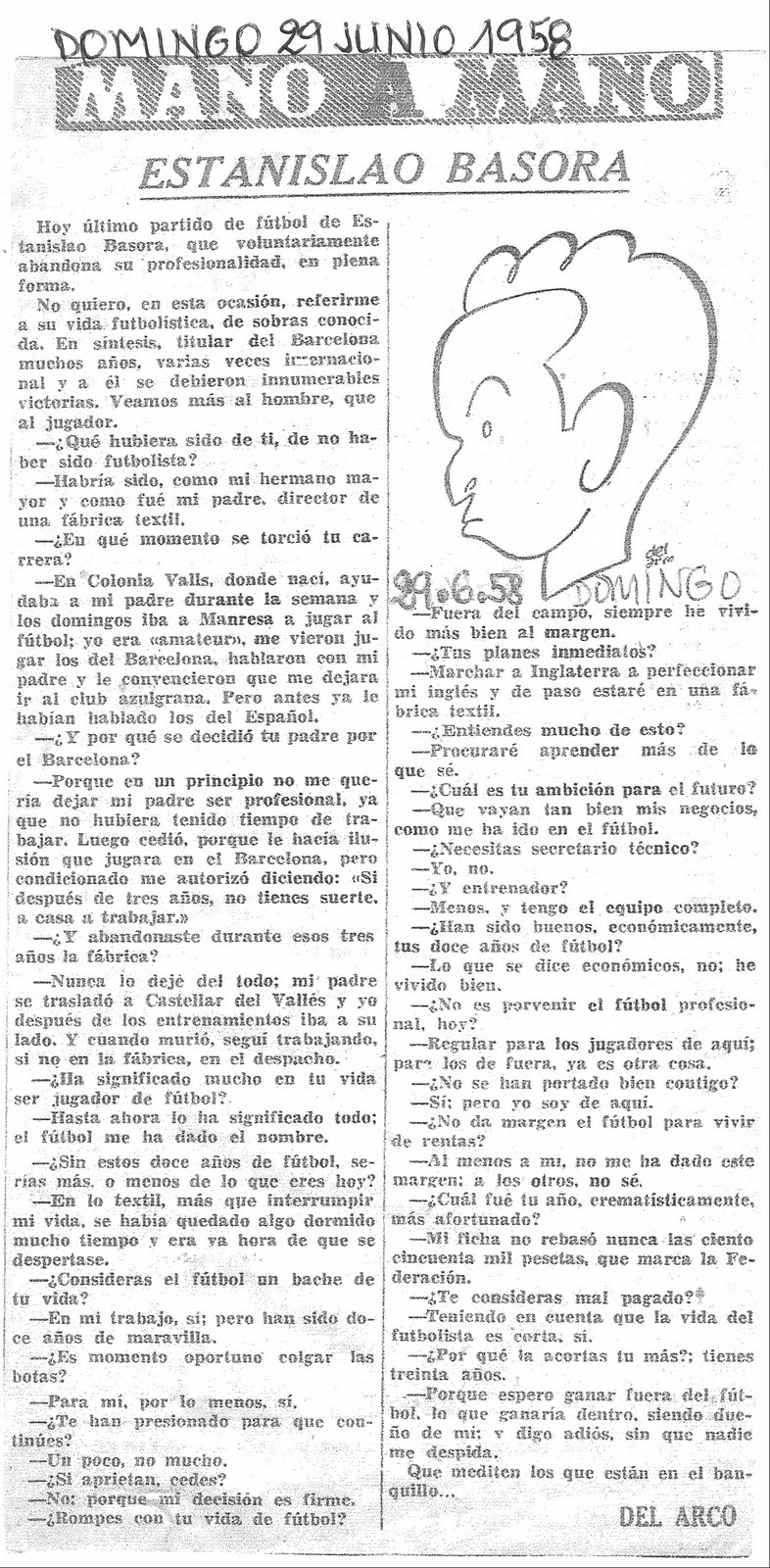 Blog homenaje a Manuel del Arco Estanislao Basora 29 Junio 1958