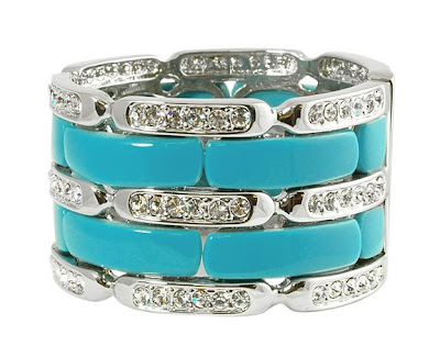 Turquoise and Rhinestone Cuff Bracelet