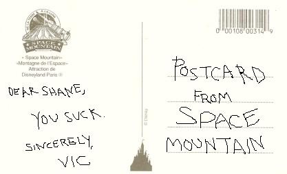 Postcard From Space Mountain