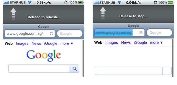 Pull to refresh safari start or stop safari loading iphone tweaks and ios apps