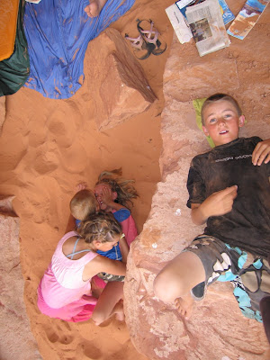 visiting Lake Powell, playing in the sand