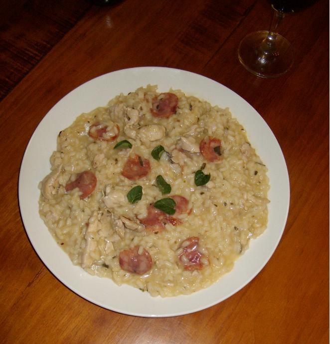 dinner with jack Chicken risotto with italian cacciatore sausage and sage