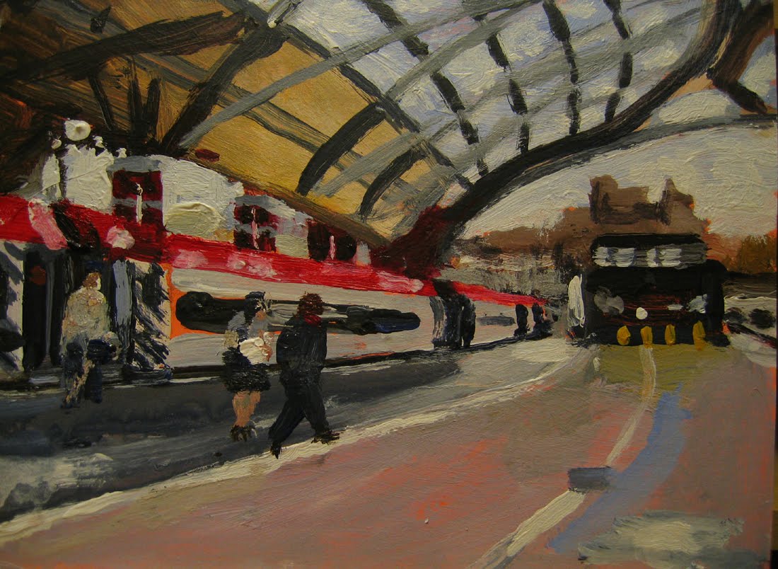 painter Liverpool painting. May I Start, May I Finish. Lime Street Station