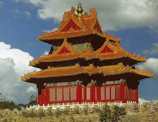 A corner tower of the Forbidden City, located at the middle of Beijing