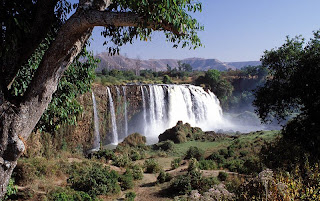 The Blue Nile Falls fed by Lake Tana near the city of Bahar Dar, Ethiopia forms the upstream of the Blue Nile. It is also known as Tis Issat Falls after the name of the nearby village.